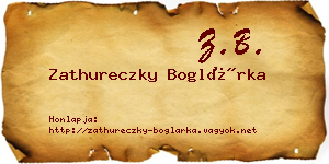 Zathureczky Boglárka névjegykártya